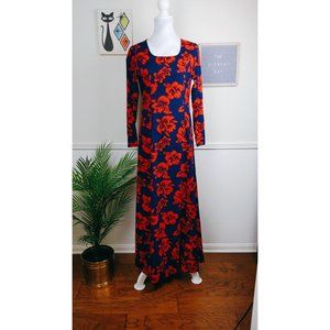 Vtg Branigans 60s Floral Mod Maxi Dress